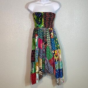 Colorful Patchwork Strapless Harem Bubble Romper